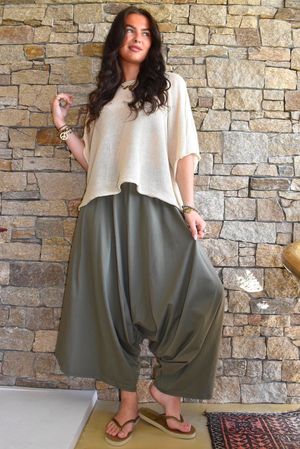 Oscar Asymmetric Hareem Skirt Pant Khaki